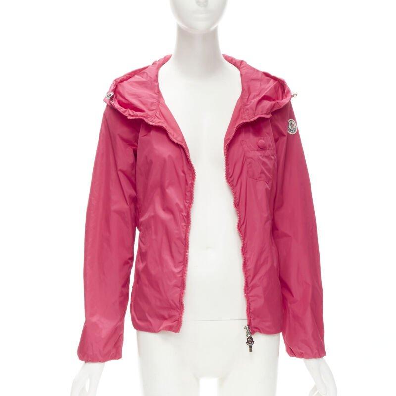Pink MONCLER Gazon Giubbotto pink back ruffles belted waist windbreaker jacket Sz 2 M For Sale