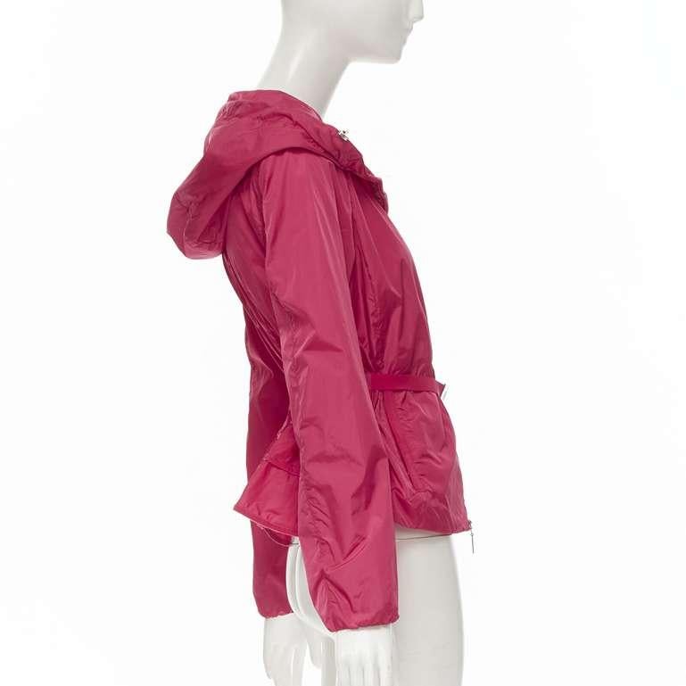 MONCLER Gazon Giubbotto pink back ruffles belted waist windbreaker jacket Sz 2 M 1