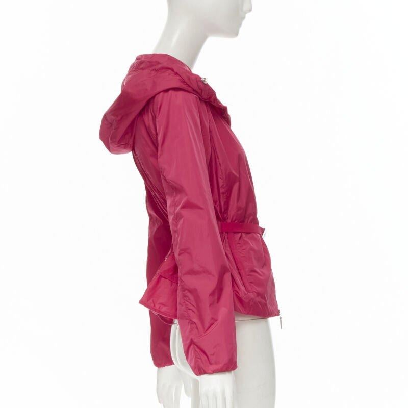 Women's MONCLER Gazon Giubbotto pink back ruffles belted waist windbreaker jacket Sz 2 M For Sale