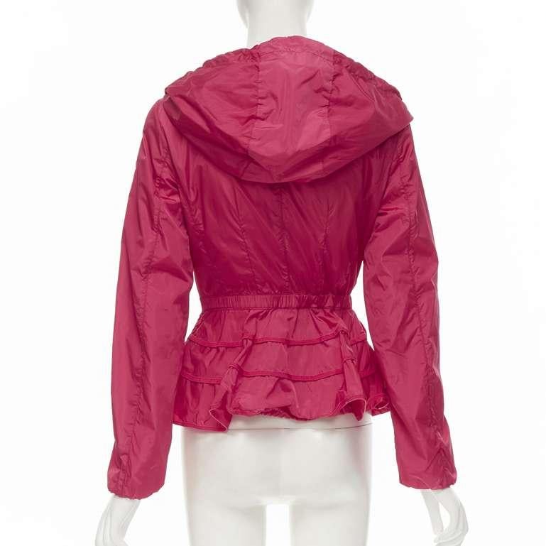 MONCLER Gazon Giubbotto pink back ruffles belted waist windbreaker jacket Sz 2 M 2