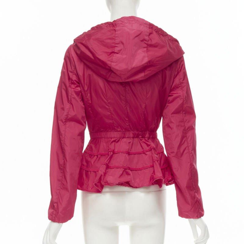 MONCLER Gazon Giubbotto pink back ruffles belted waist windbreaker jacket Sz 2 M For Sale 1