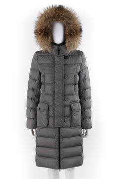 MONCLER “Genevrier” Giubbotto Gray Fur Quilted Puffer Jacket Parka Coat Size "2"