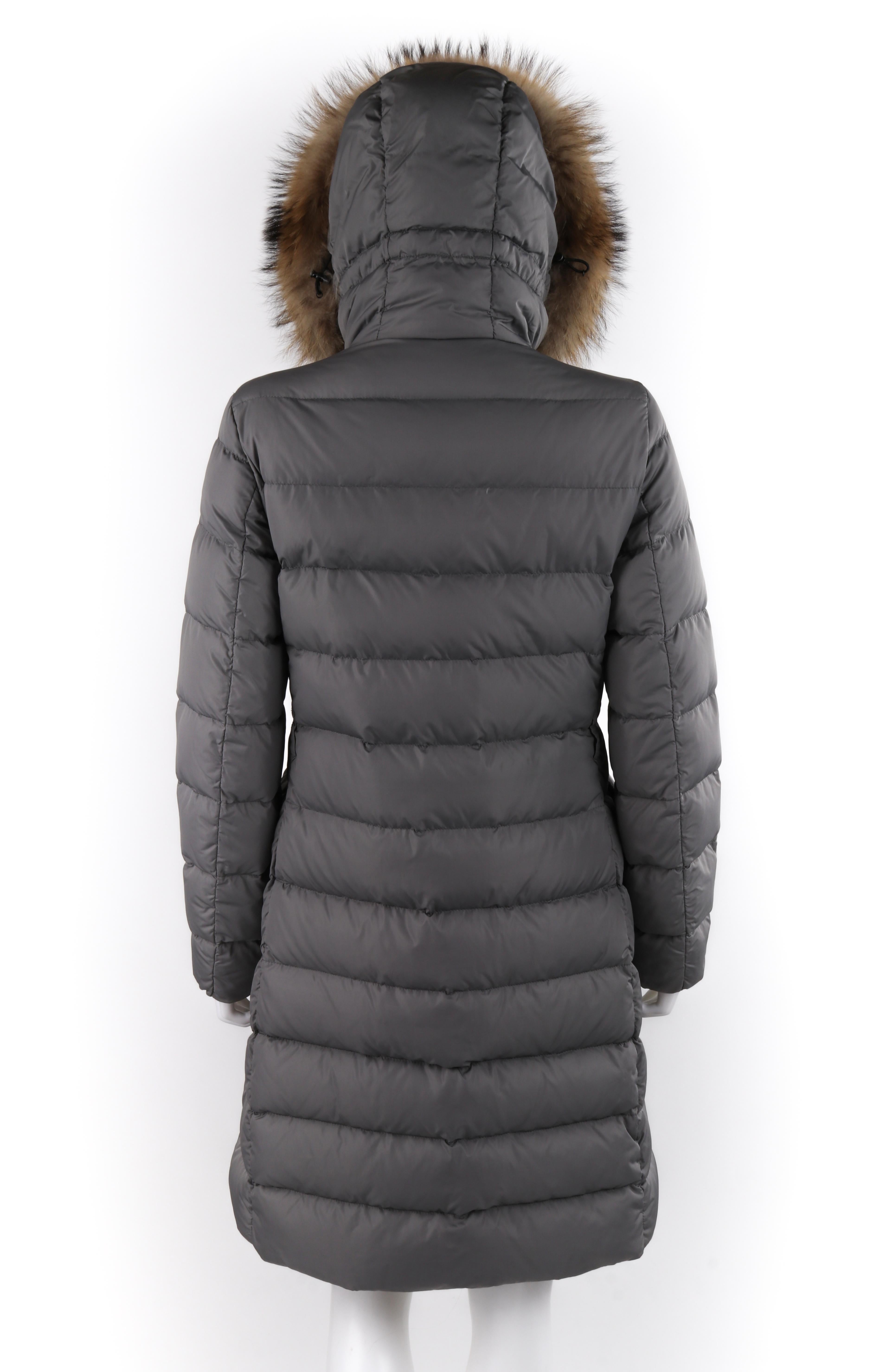 MONCLER “Genevrier” Giubbotto Gray Fur Quilted Puffer Jacket Parka Coat ...