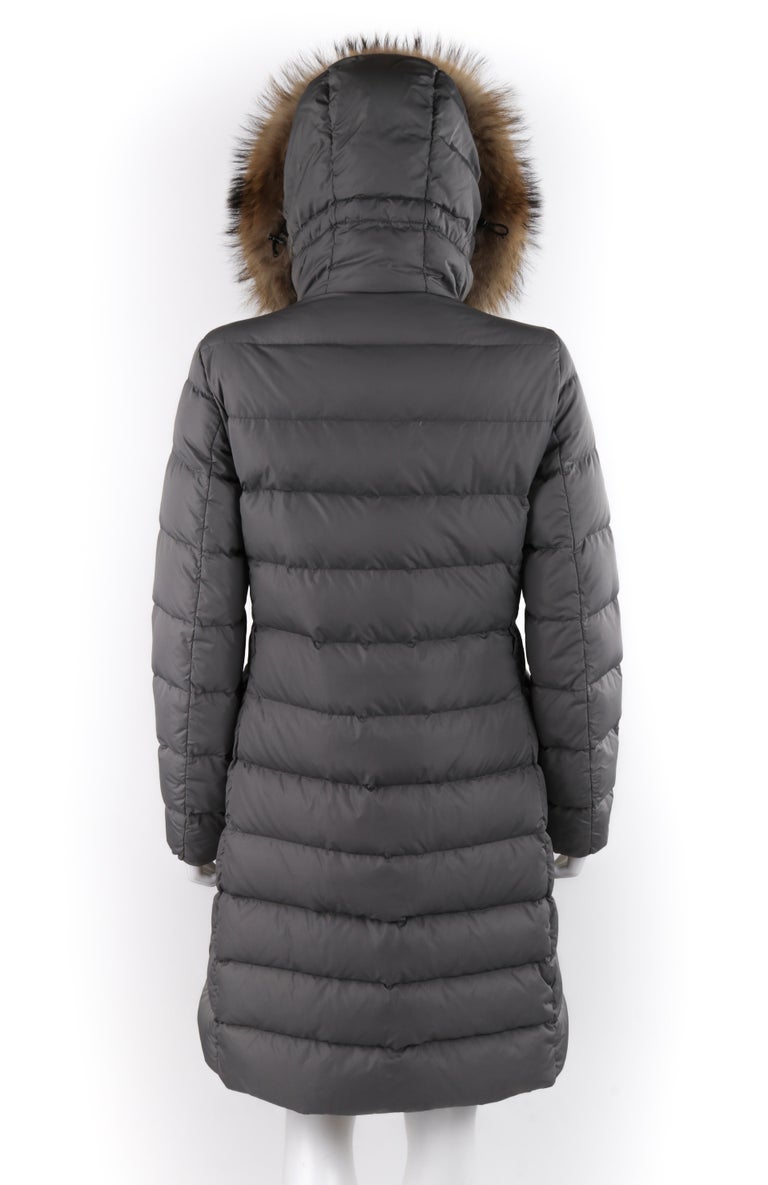 MONCLER “Genevrier” Giubbotto Grey Fur Quilted Puffer Jacket Parka 