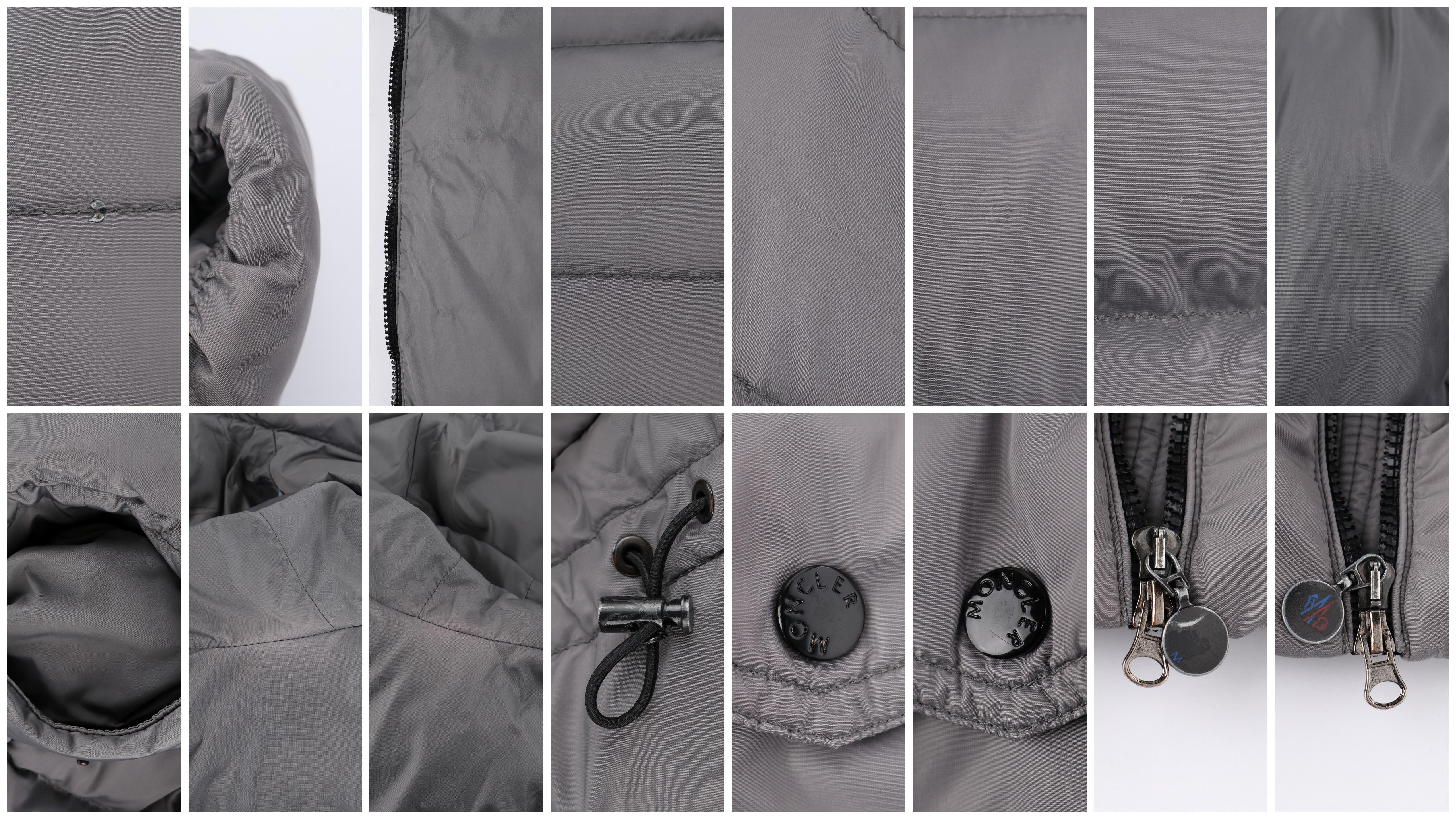 MONCLER “Genevrier” Giubbotto Gray Fur Quilted Puffer Jacket Parka Coat Size 