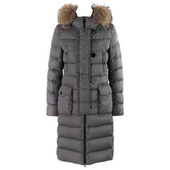 MONCLER “Genevrier” Giubbotto Gray Fur Quilted Puffer Jacket Parka Coat Size "2"