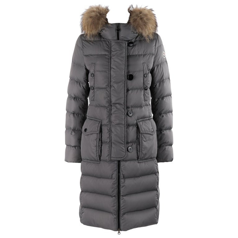 MONCLER Carson grey quilted genuine down feather padded puffer coat Sz. 2 M  For Sale at 1stDibs | moncler puffer jacket, thecomisstrip, grey moncler