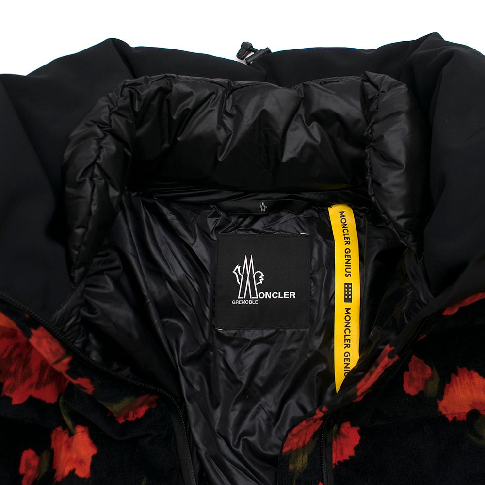 Black Moncler Genius Grenoble floral-print down jacket & après-ski jumpsuit NEW SEASON