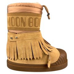 MONCLER GENIUS x PALM ANGELS Collection Size 6 Tan Suede Pull On Moon Boots