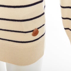 MONCLER Girocollo Tricot cream black wool cotton cashmere striped sweater XXS