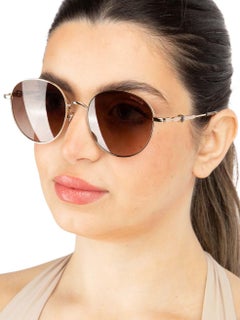 Moncler Gold & Brown Gradient Round Sunglasses