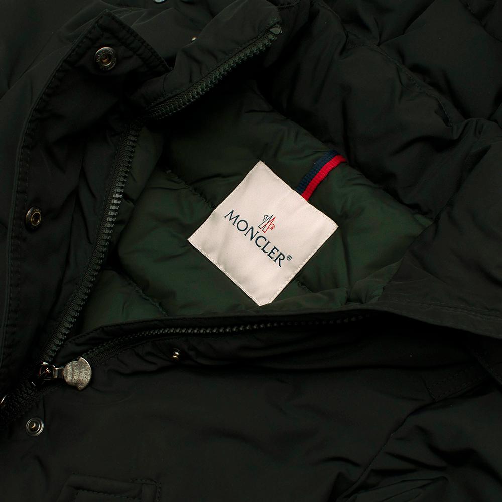 Moncler Green Fox Fur Trimmed Hooded Down Jacket - 4 Years For Sale 1