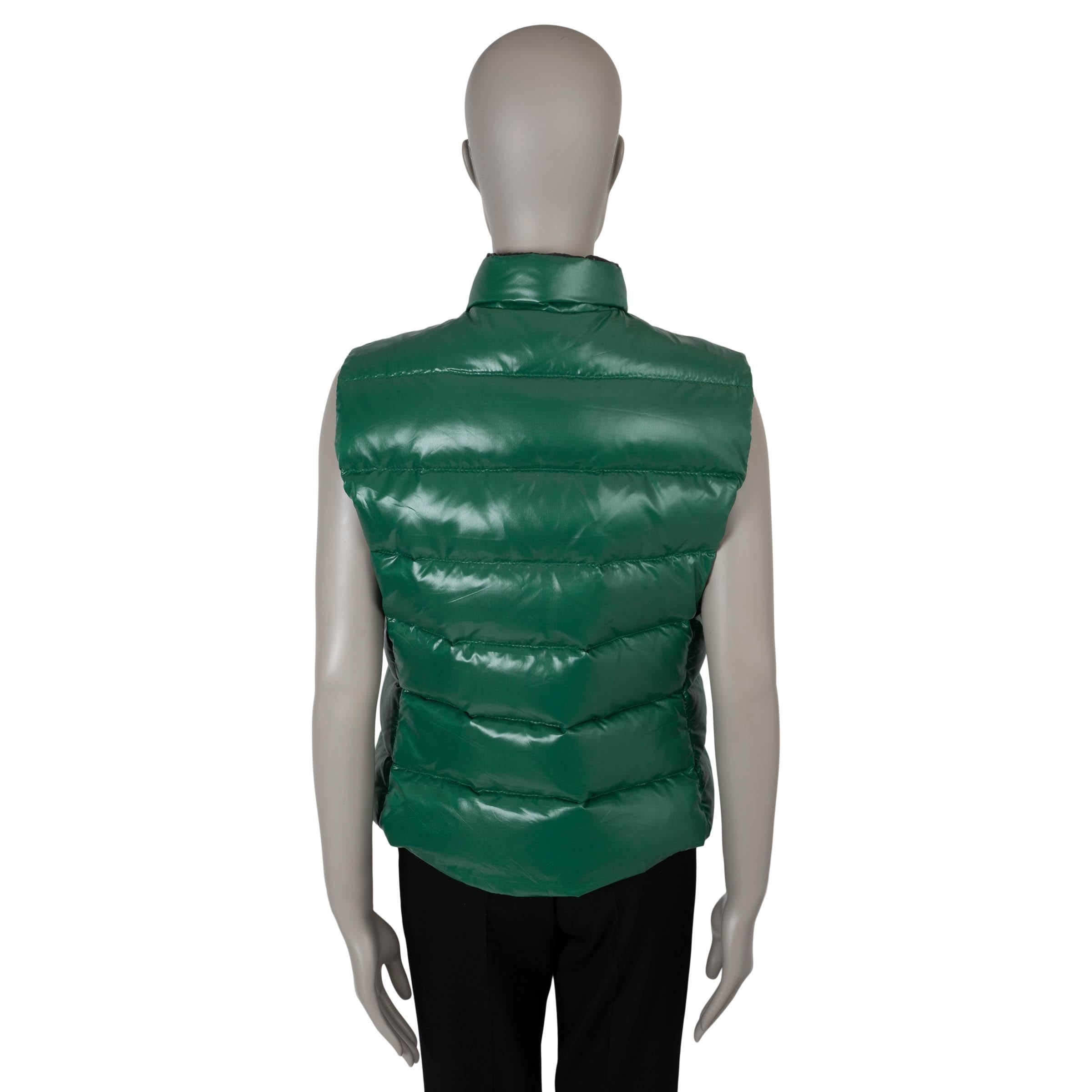 Black MONCLER green nylon GHANY DOWN PUFFER VEST Jacket 4 XL For Sale