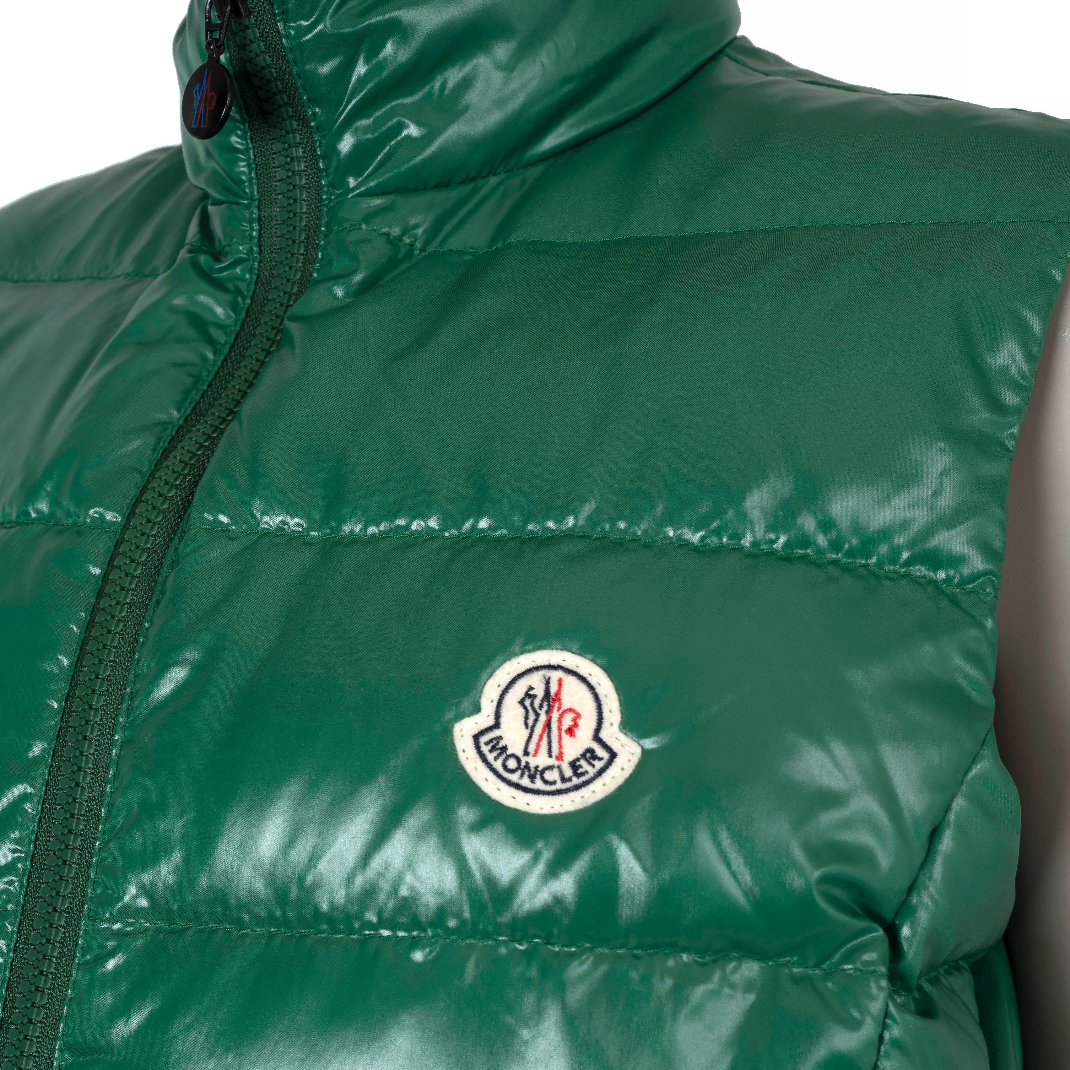 Women's MONCLER green nylon GHANY DOWN PUFFER VEST Jacket 4 XL For Sale
