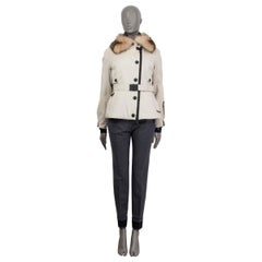MONCLER GRENOBLE beige FUR TRIM BELTED SKI Jacket 1 XS
