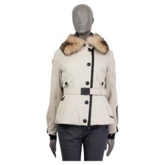 MONCLER GRENOBLE beige FUR TRIM BELTED SKI Jacket 1 XS