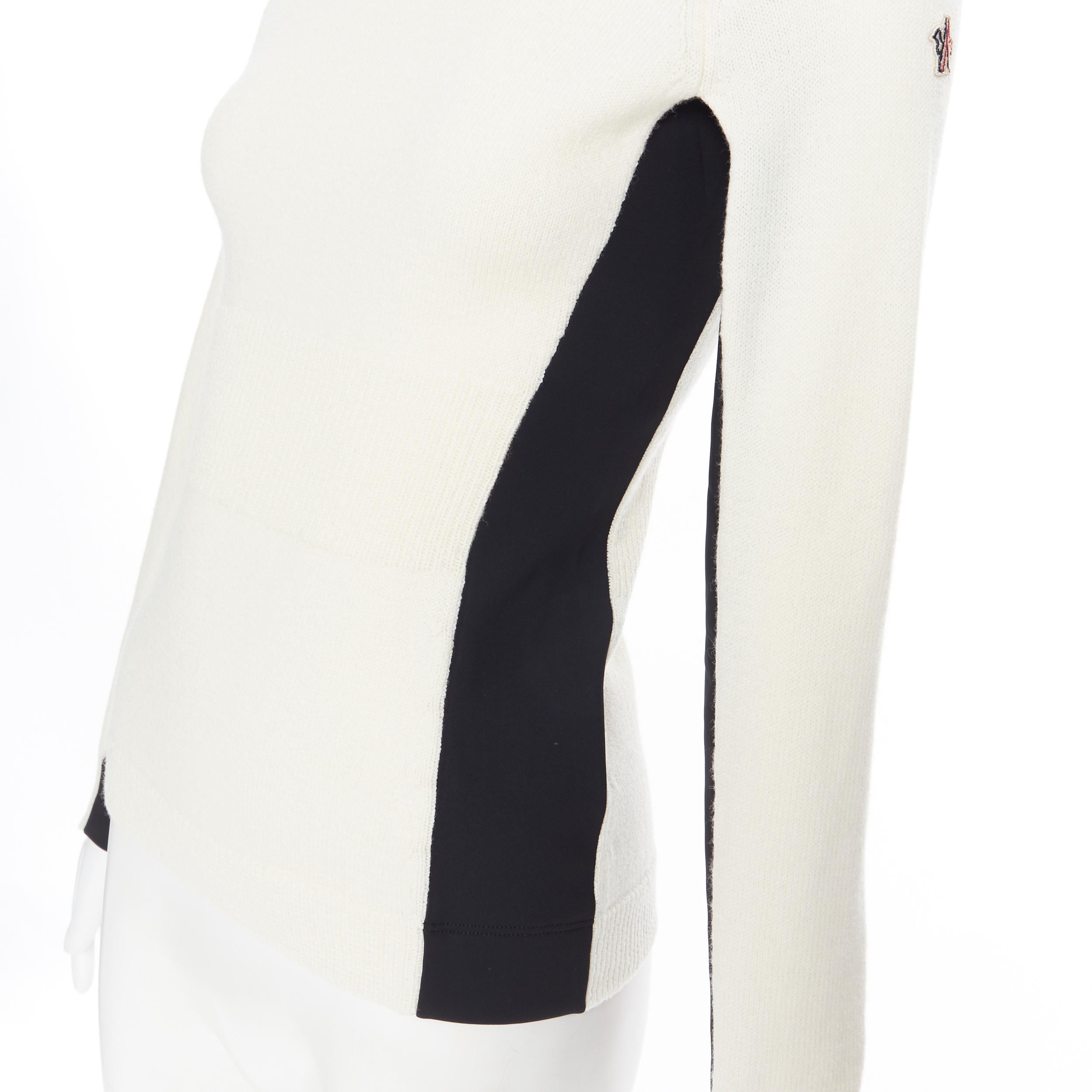 Women's MONCLER GRENOBLE beige wool black scuba insert mock turtleneck sweater XS
