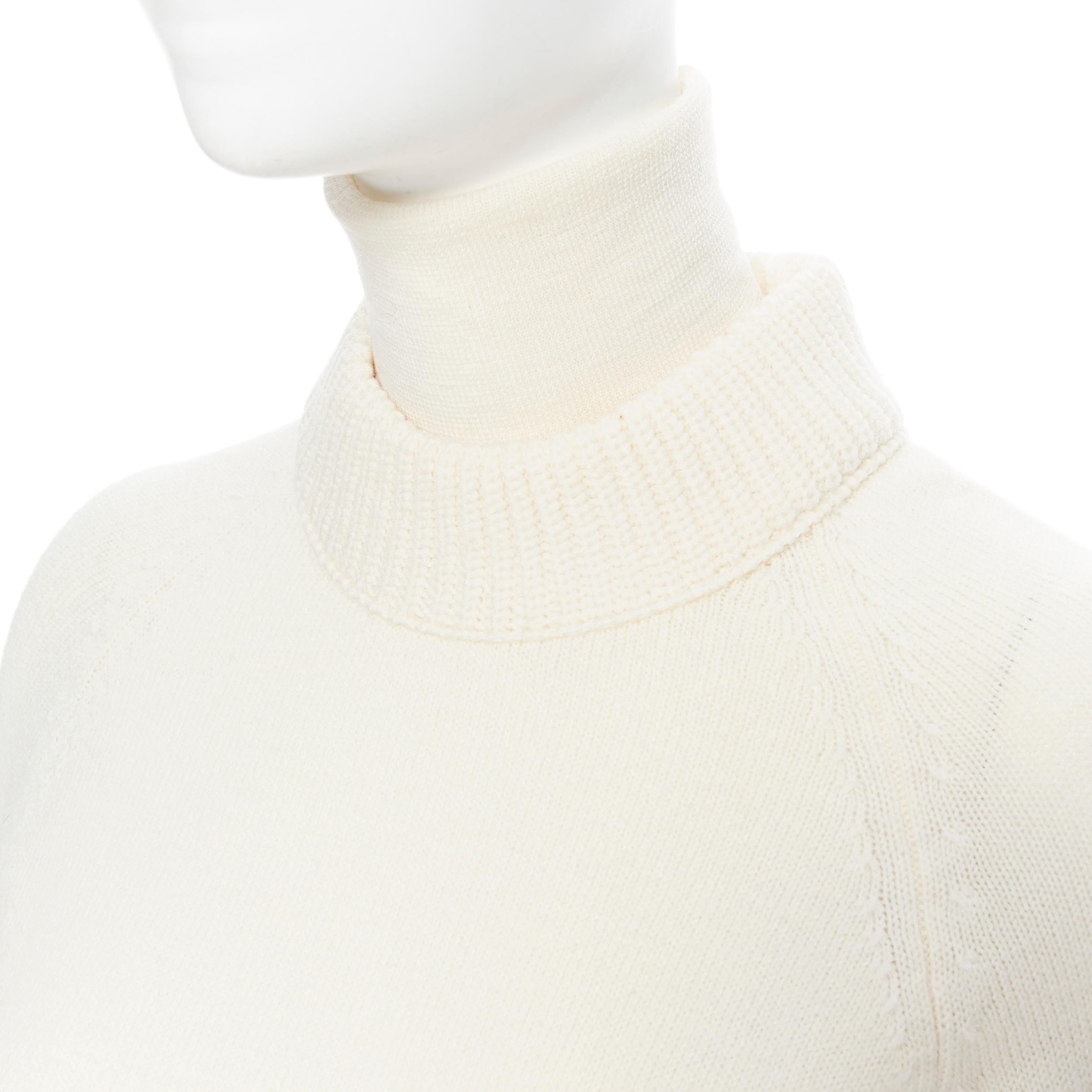 MONCLER GRENOBLE beige wool black scuba insert mock turtleneck sweater XS 1