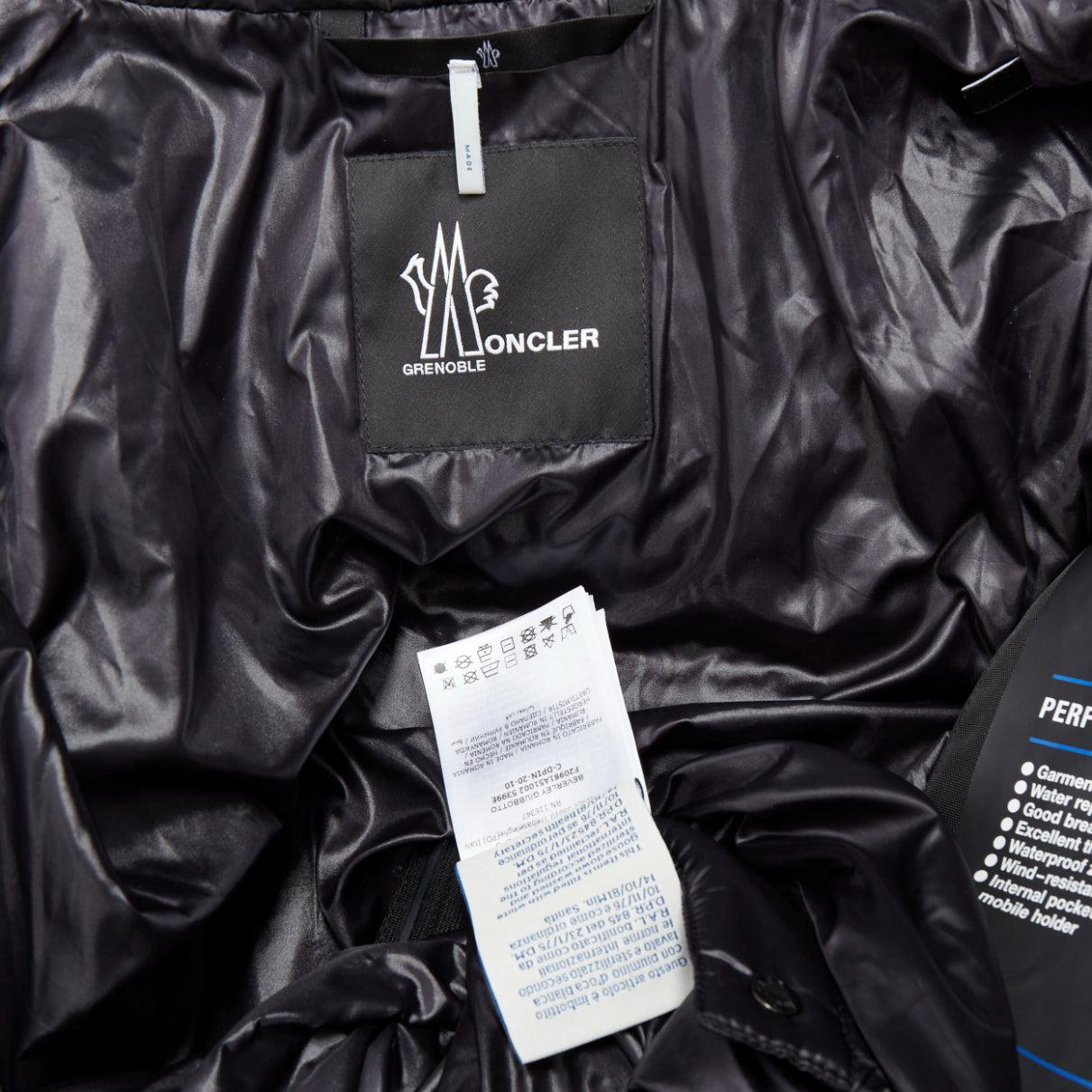 MONCLER Grenoble Beverley Giubbotto chaqueta de esquí puffer con cinturón de piel negra Sz3 en venta 4
