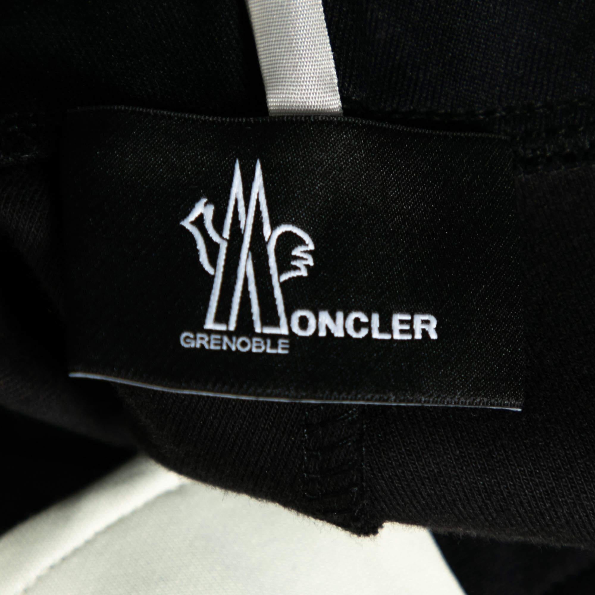 Moncler Grenoble Black Jersey Contrast Trimmed Sweatpants S For Sale 1