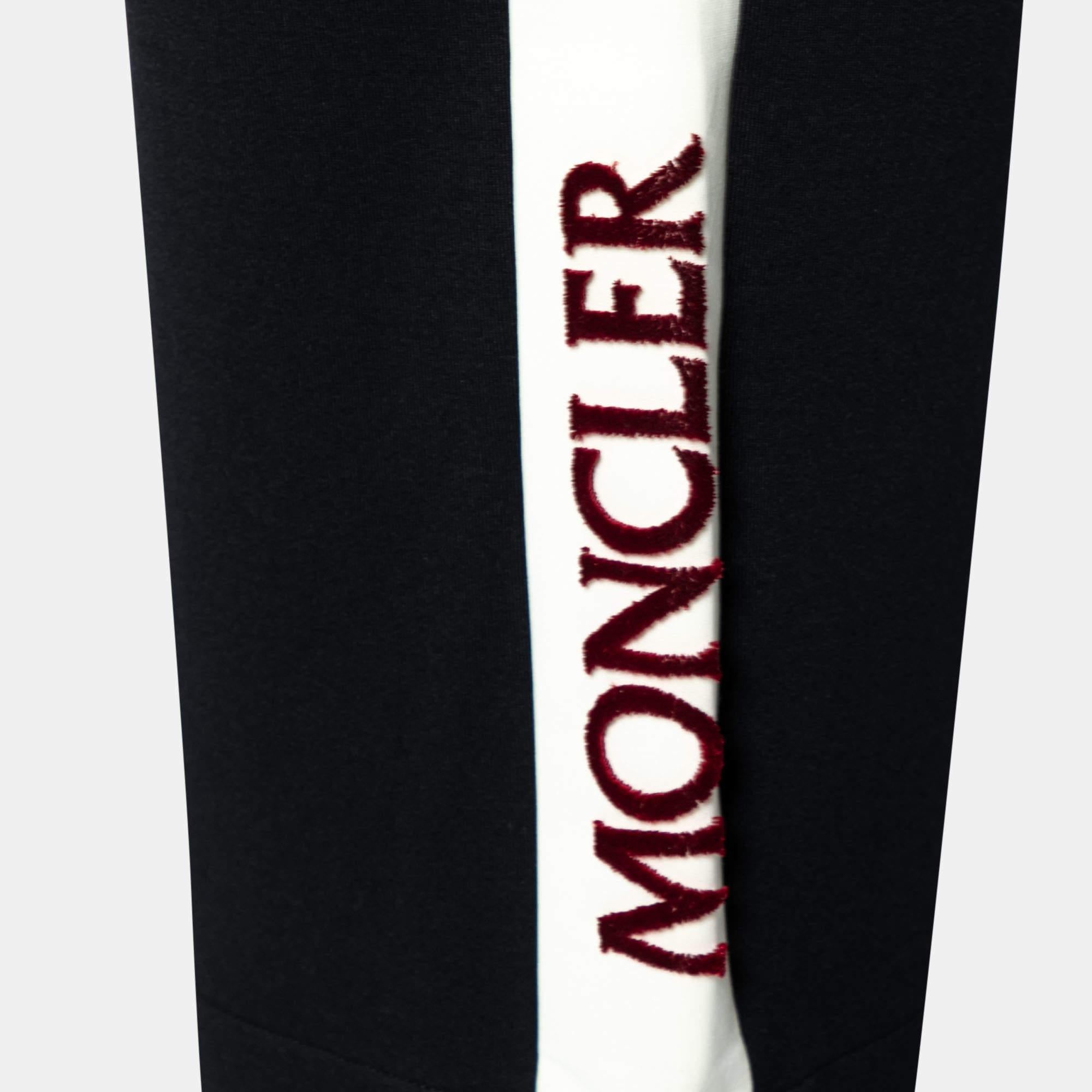 Moncler Grenoble Black Jersey Contrast Trimmed Sweatpants S For Sale 3