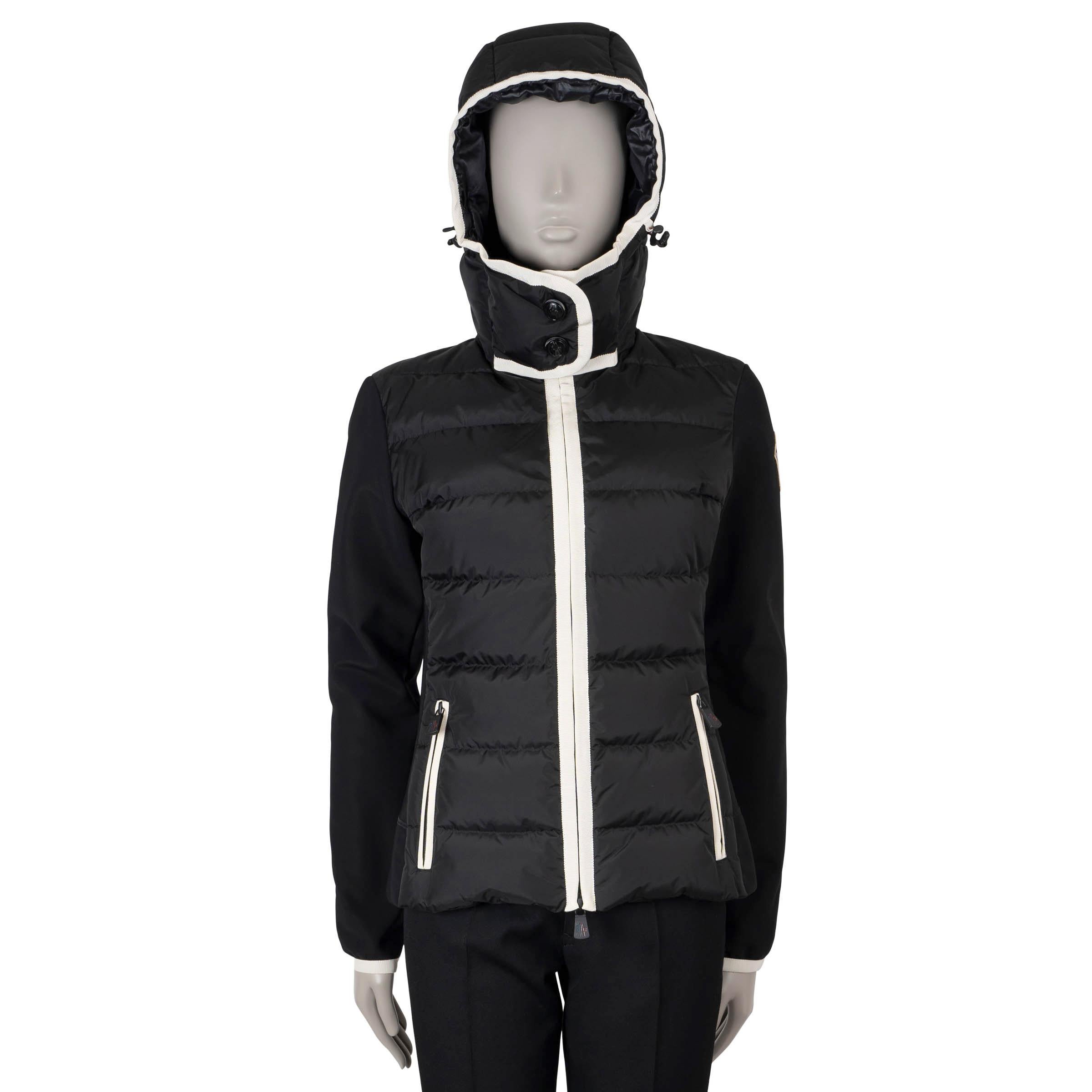 MONCLER GRENOBLE black nylon 2020 MAGLIA HOODED DOWN Cardigan Sweater M In Excellent Condition In Zürich, CH