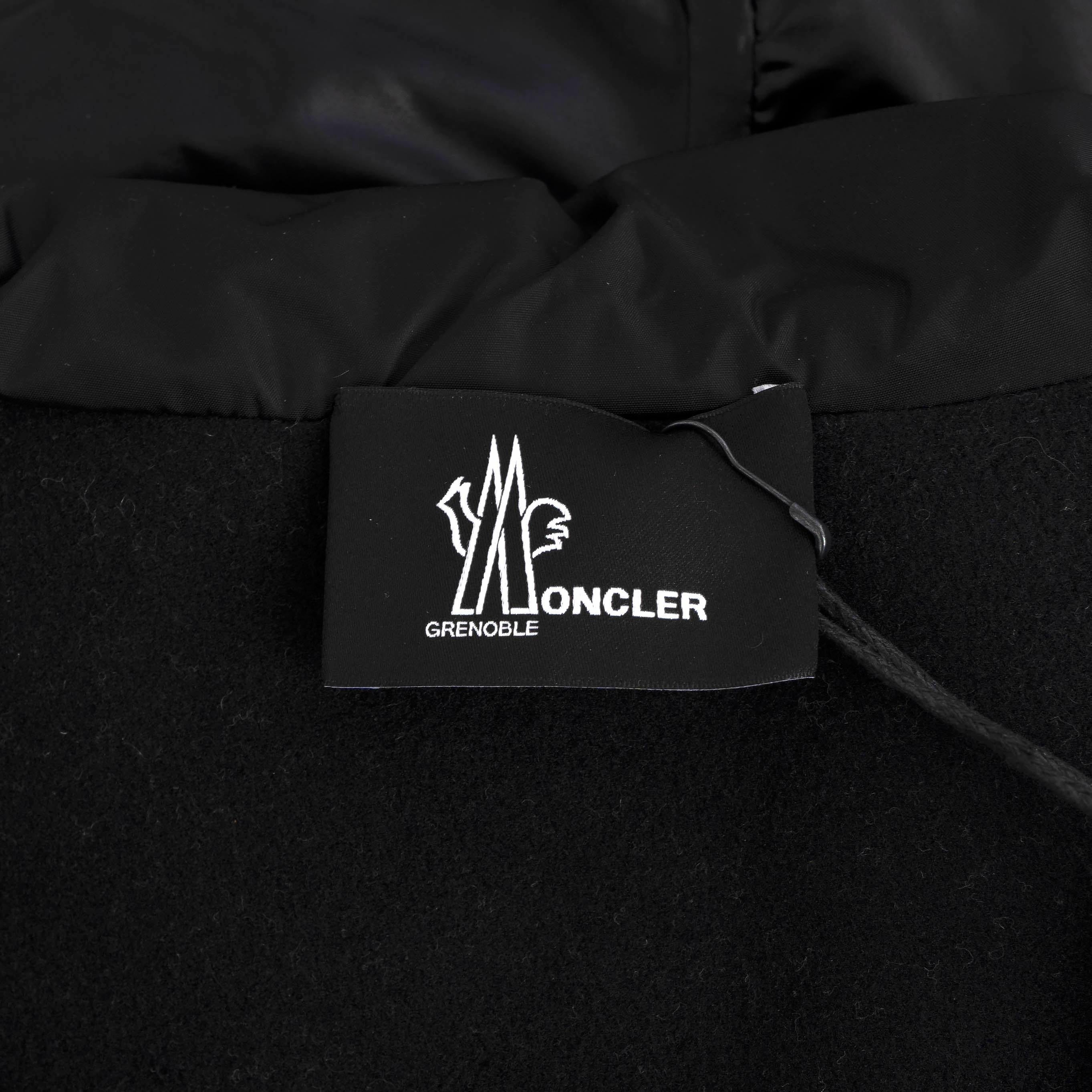 MONCLER GRENOBLE black nylon 2020 MAGLIA HOODED DOWN Cardigan Sweater M 3