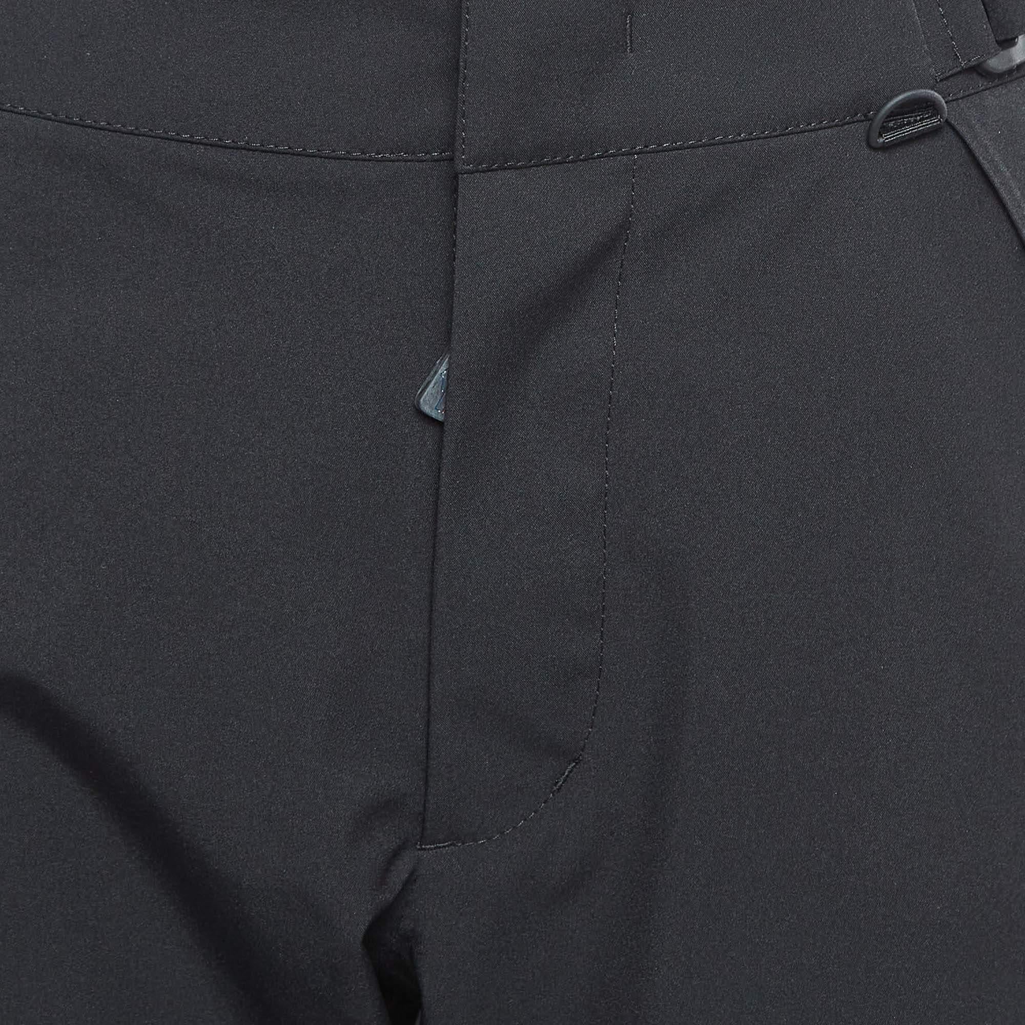 Nero Moncler Grenoble Pantaloni da sci in nylon nero M. in vendita