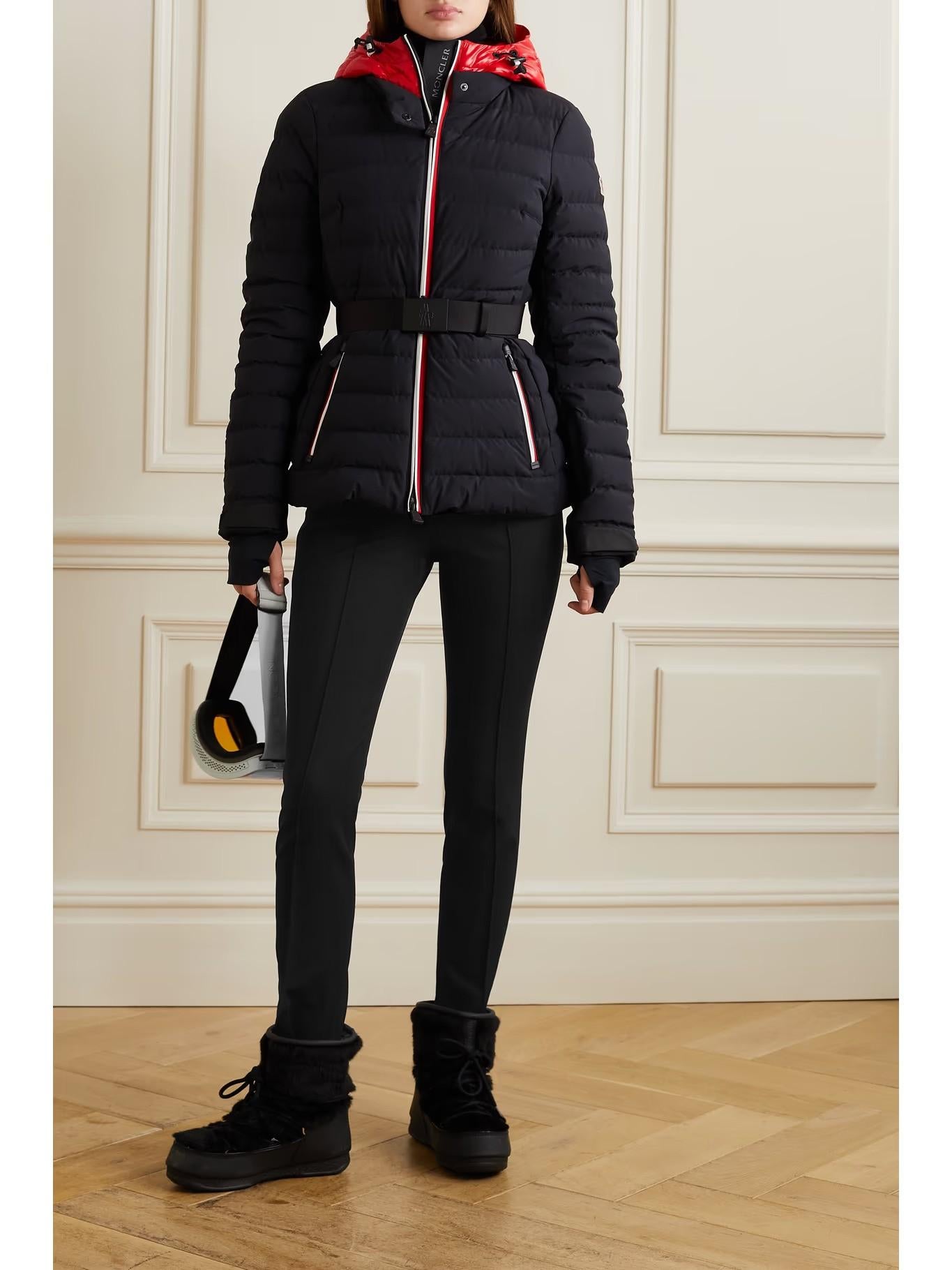 Moncler Grenoble nero in nylon SPORTIVO STIRRUP SKI Pants 42 M. in vendita 1