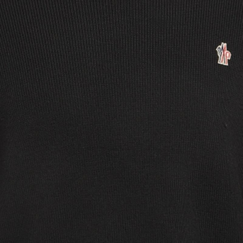 Moncler Grenoble Schwarz Wollmischung Strickpullover mit Rollkragen L Herren im Angebot