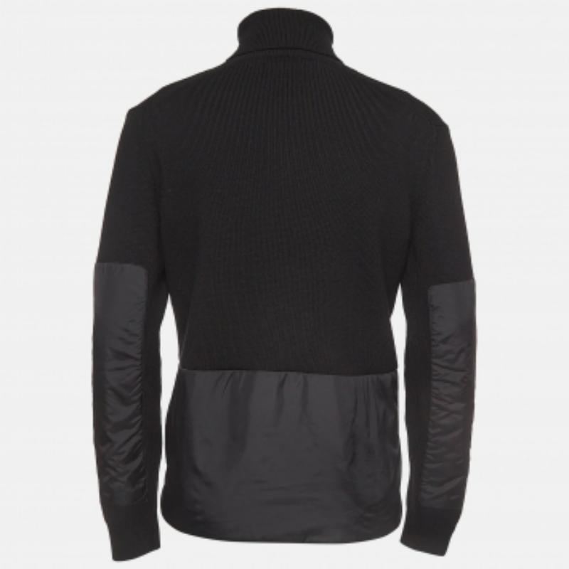 Moncler Grenoble Schwarz Wollmischung Strickpullover mit Rollkragen L im Angebot 1