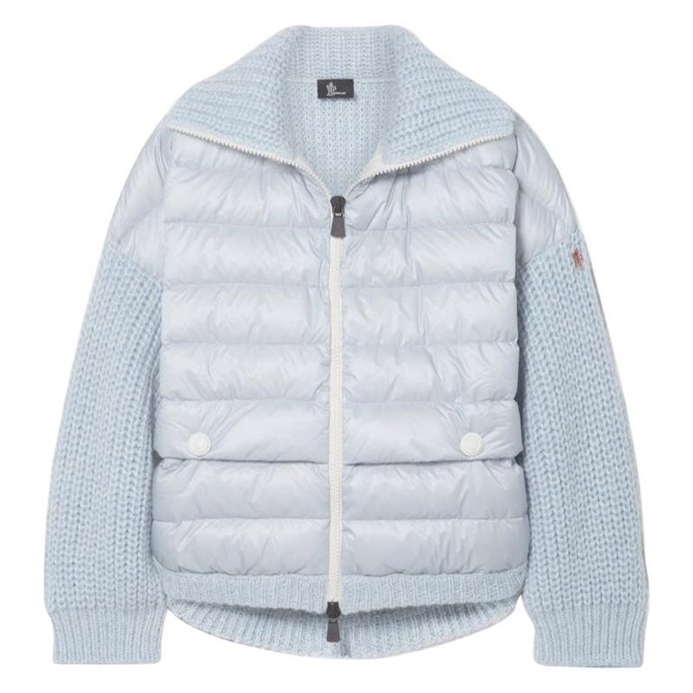 Moncler Grenoble Blue Oversized Quilted and Knit Cardigan - Size S at  1stDibs