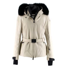 Used Moncler Grenoble Creme Down Coat w/ Fur Hood XS 4