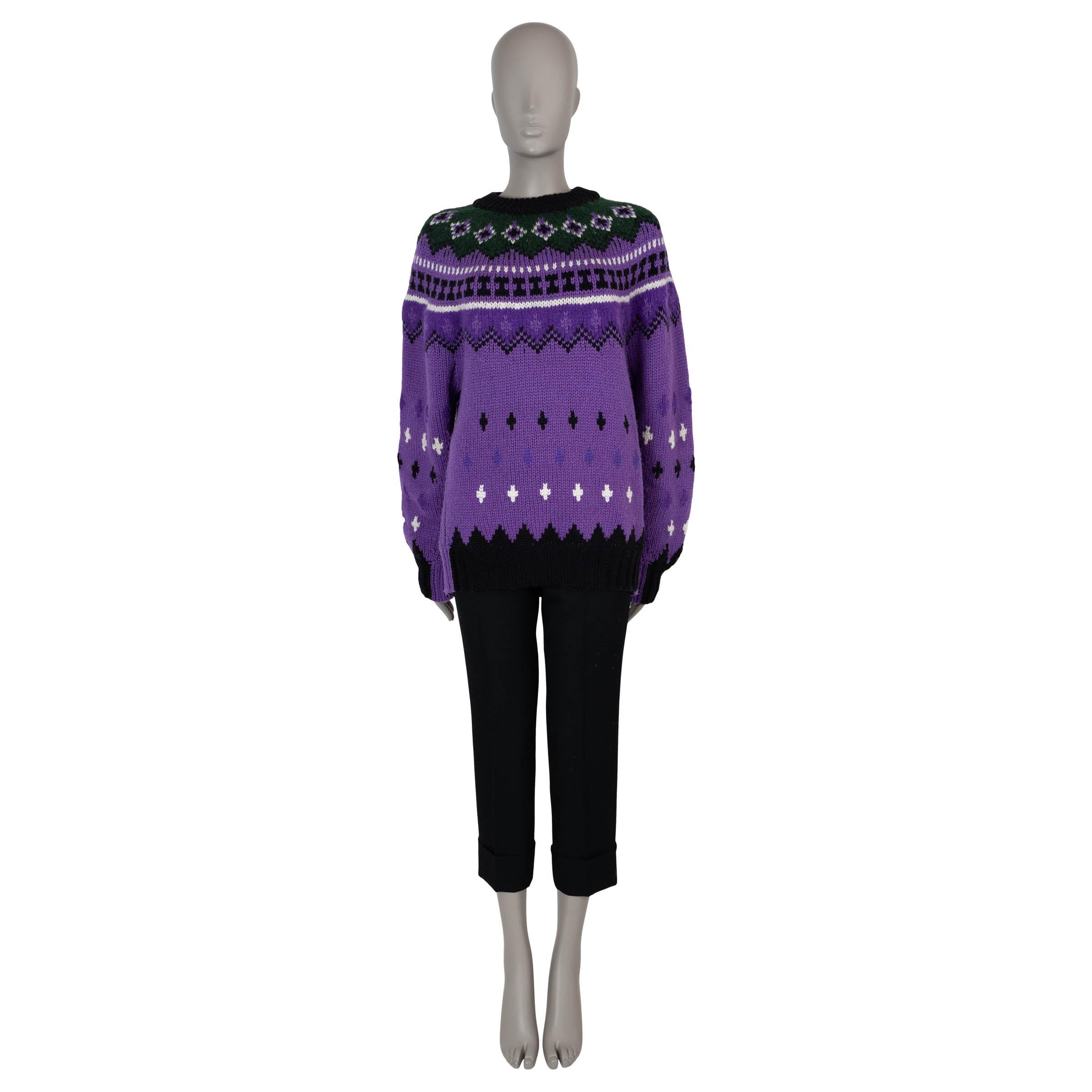 MONCLER GRENOBLE electric purple wool & alpaca FAIR ISLE Sweater M In Excellent Condition For Sale In Zürich, CH