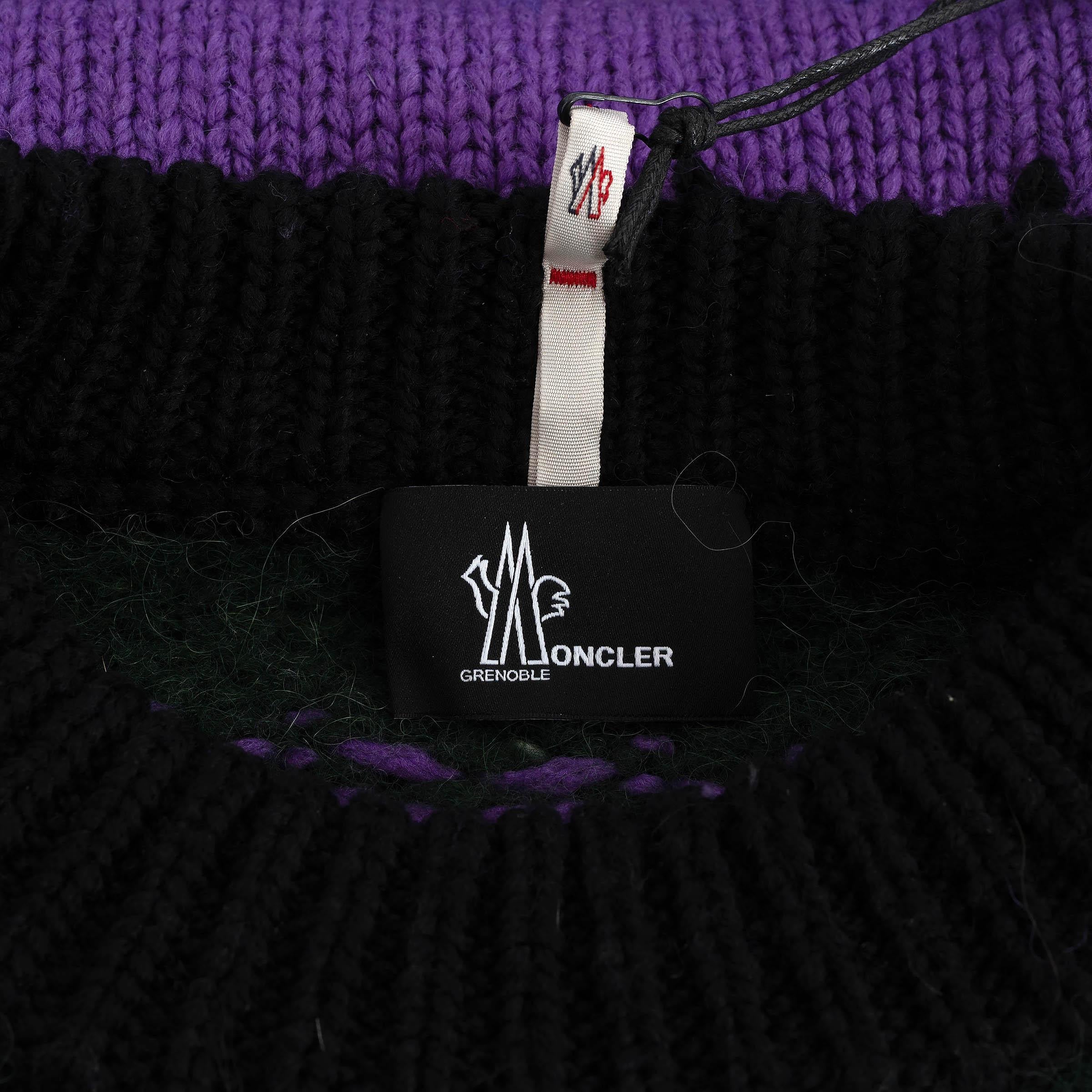 MONCLER GRENOBLE electric purple wool & alpaca FAIR ISLE Sweater M For Sale 1