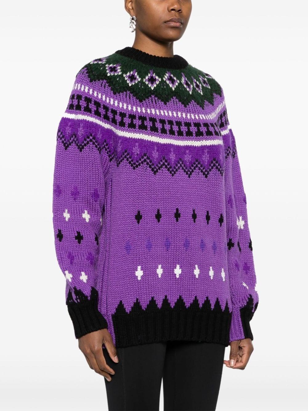 MONCLER GRENOBLE electric purple wool & alpaca FAIR ISLE Sweater M For Sale 2
