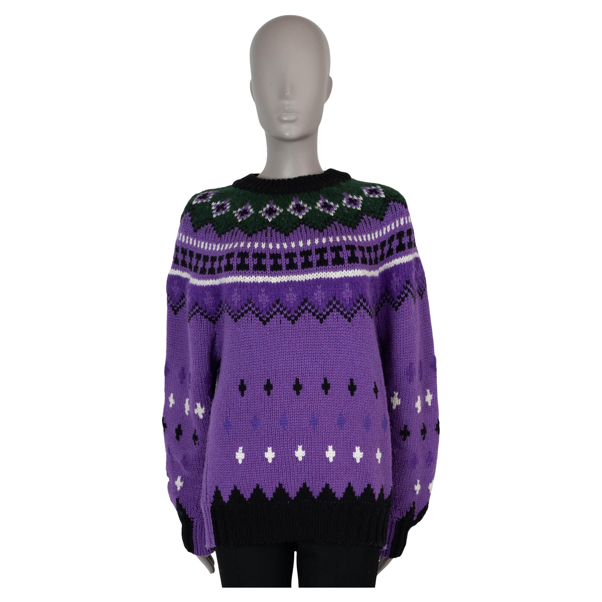 MONCLER GRENOBLE electric purple wool & alpaca FAIR ISLE Sweater M
