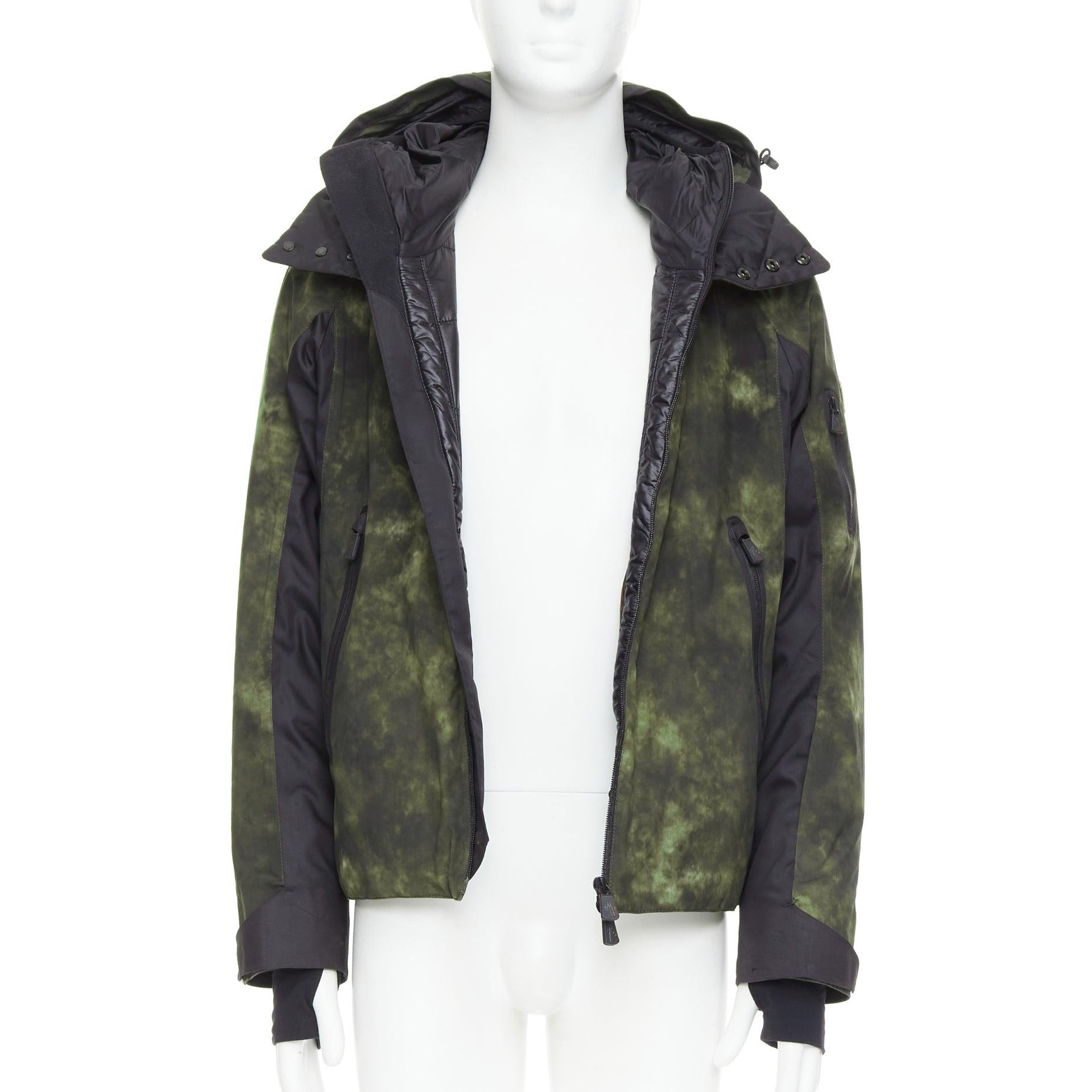 MONCLER Grenoble G32-003 green tie dye hooded ski jacket Sz1 S 5