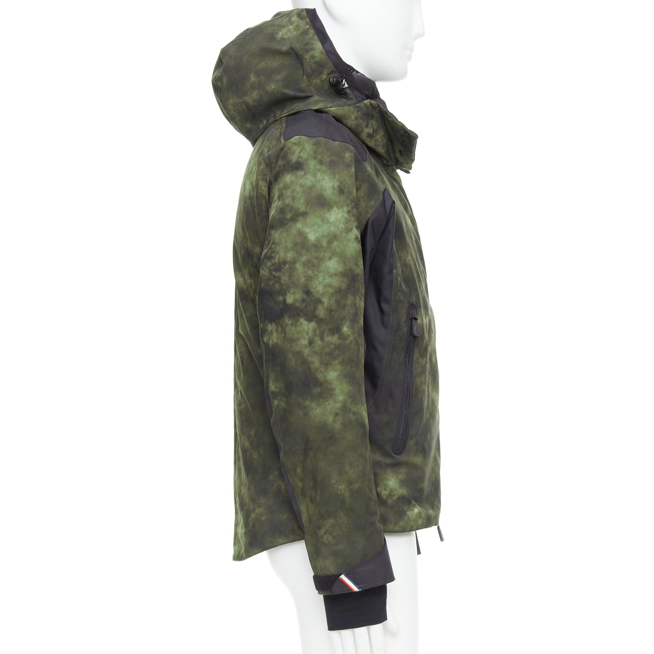 Men's MONCLER Grenoble G32-003 green tie dye hooded ski jacket Sz1 S