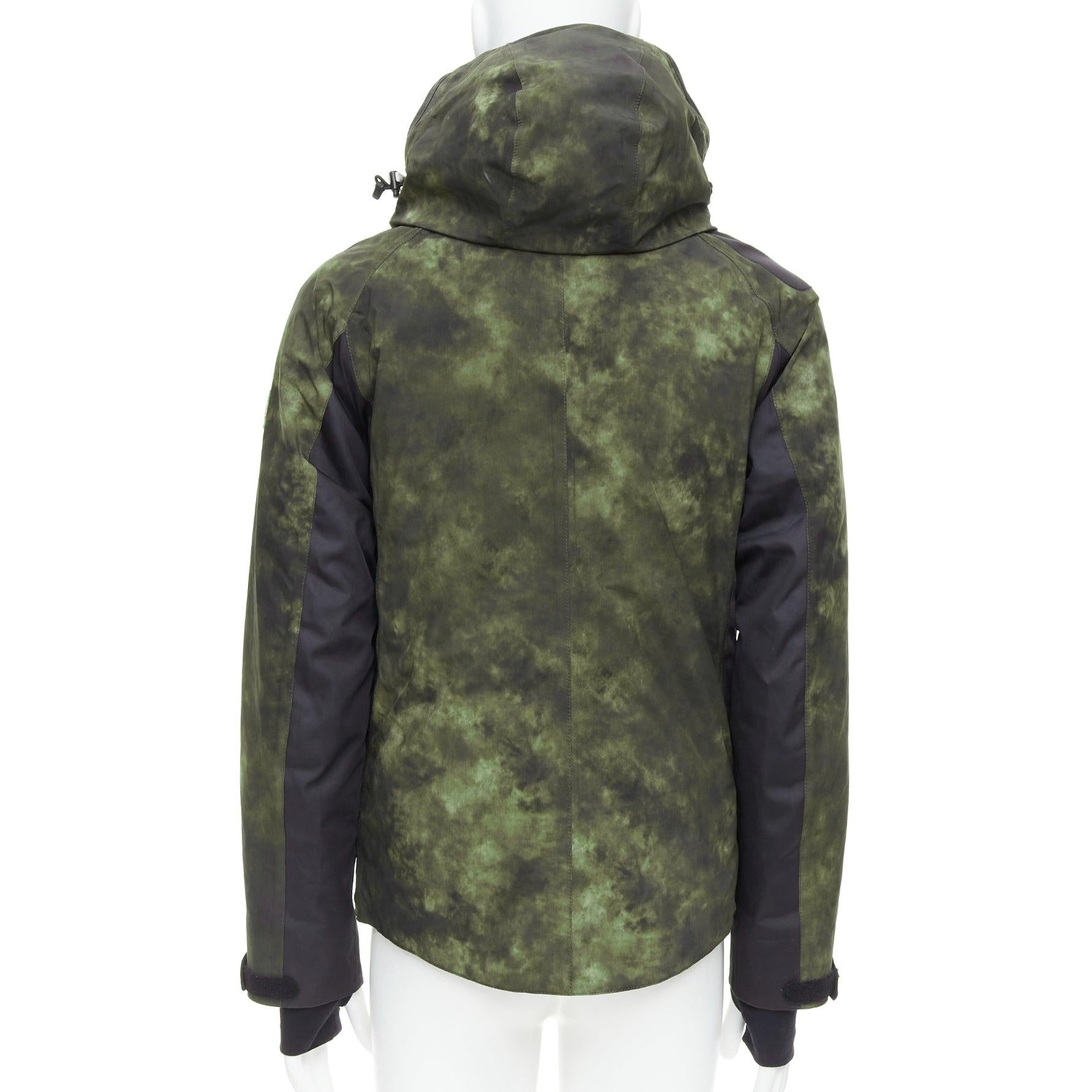 MONCLER Grenoble G32-003 green tie dye hooded ski jacket Sz1 S 1