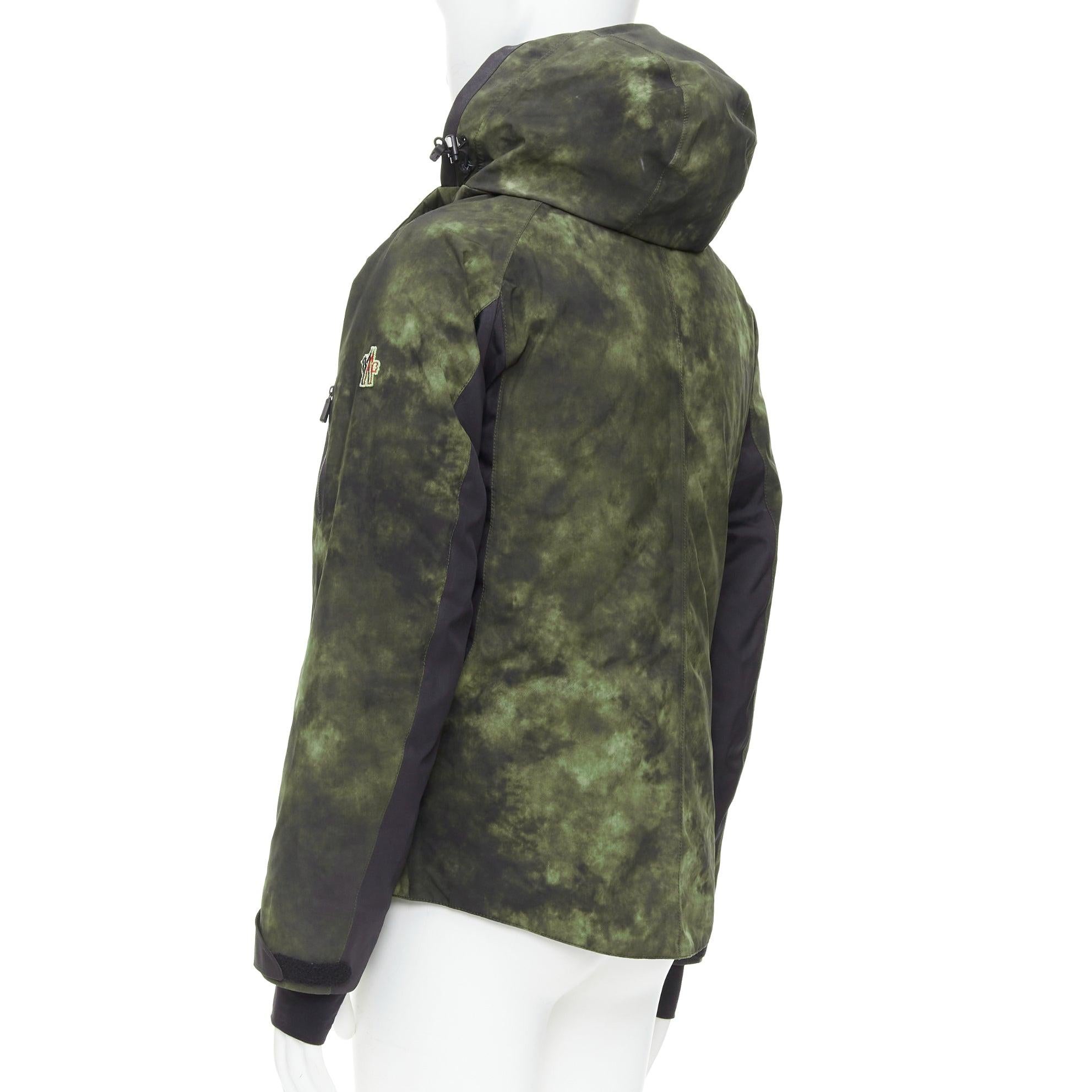 MONCLER Grenoble G32-003 green tie dye hooded ski jacket Sz1 S 2