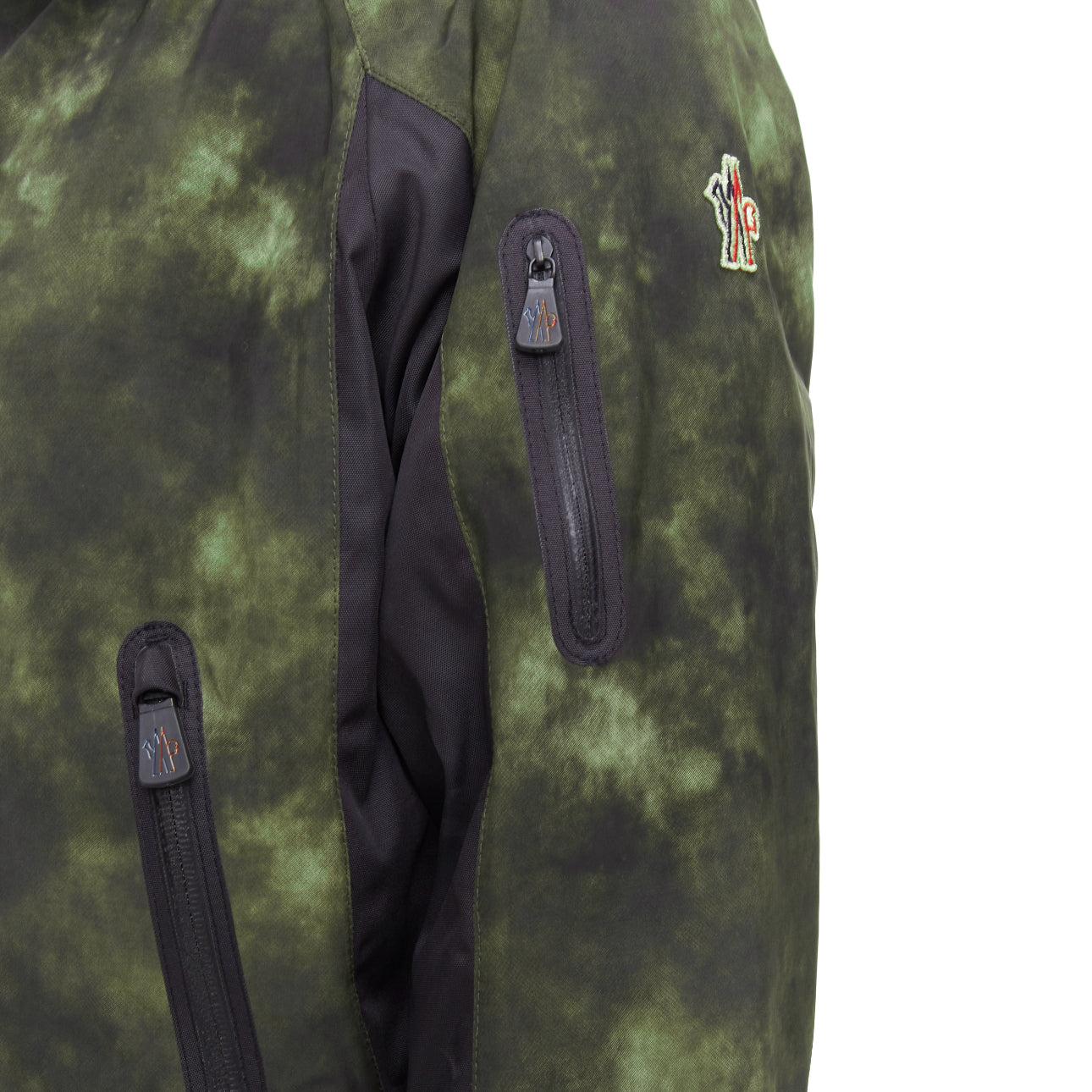 MONCLER Grenoble G32-003 green tie dye hooded ski jacket Sz1 S 3