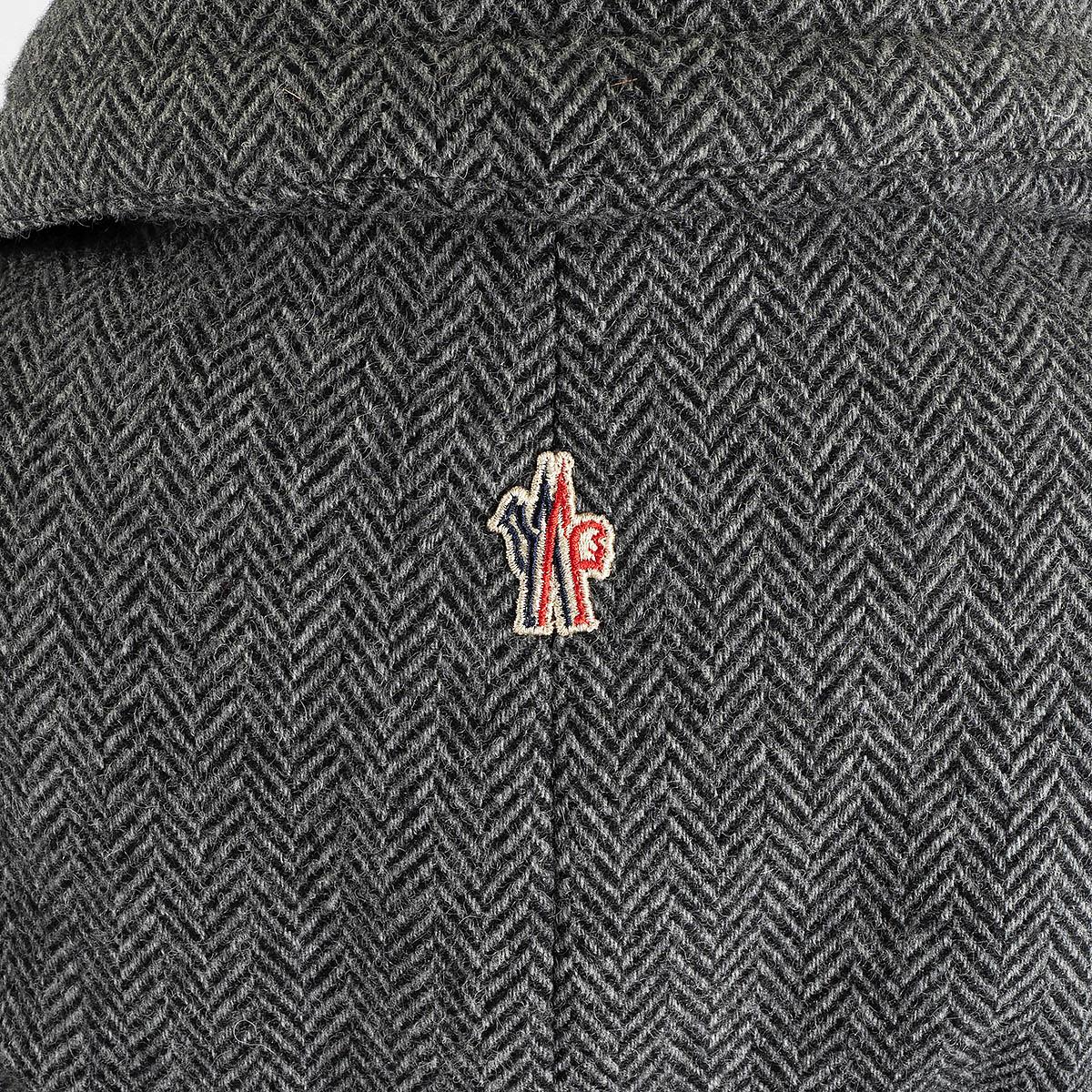 MONCLER GRENOBLE grey FUR SLEEVE HERRINGBONE TWEED Puffer Jacket 0 For Sale 4