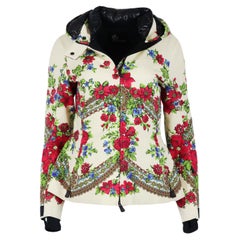 Moncler Grenoble Hooded Floral Print Stretch Twill Ski Jacket Uk 8