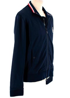 Moncler Grenoble Navy Cotton Jersey Bomber Jacket  - Size XL