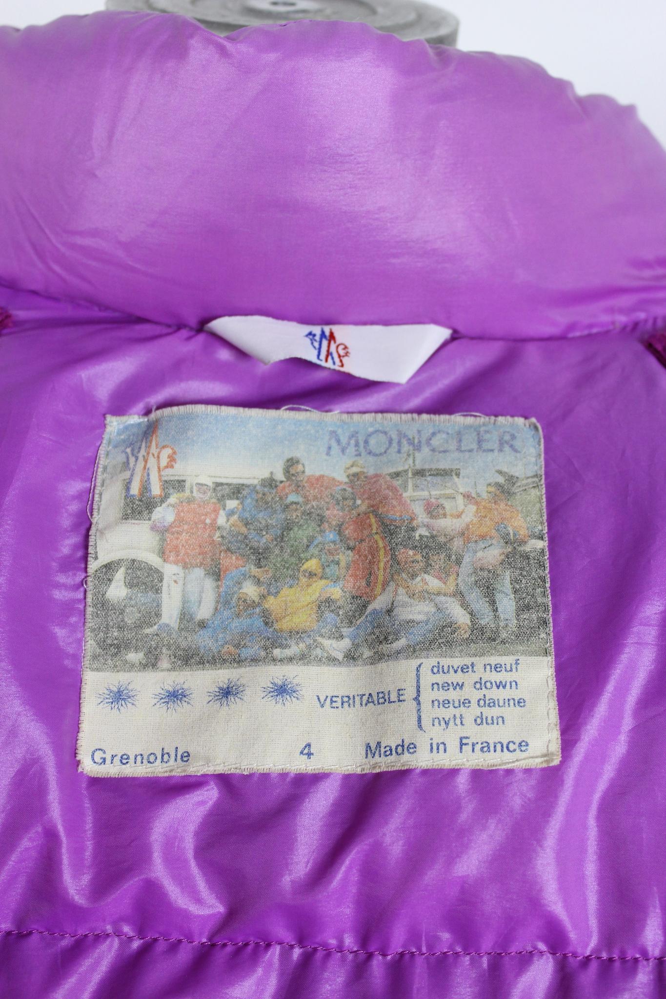 Moncler Grenoble Pink Goose Down Jacket 1980s Puffer Coat Vintage For Sale 6