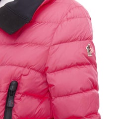 MONCLER Grenoble pink nylon black trim down filled puffer ski jacket Sz1 S