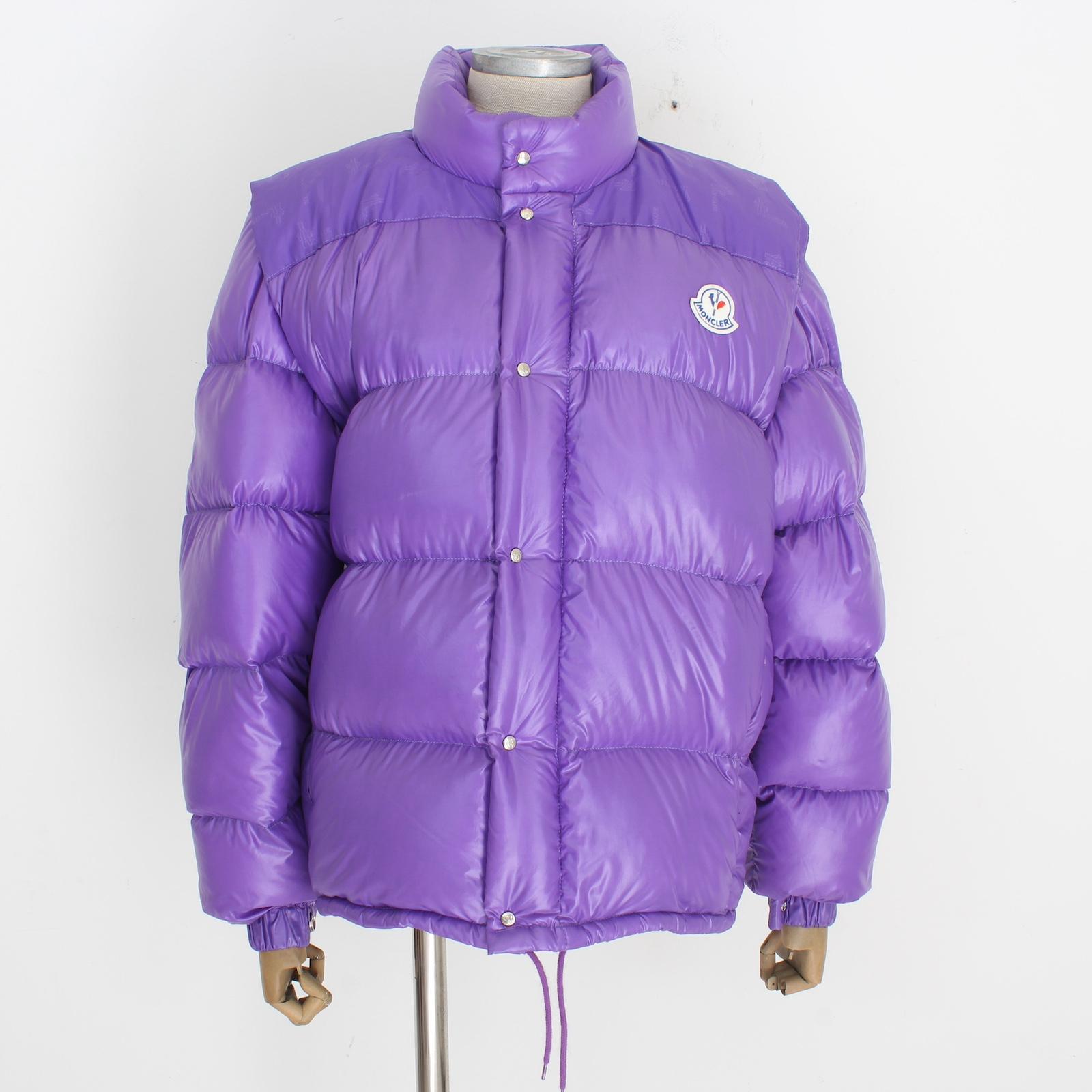 Moncler Grenoble Purple Goose Down Bomber Jacket Vintage 90s In Good Condition In Brindisi, Bt