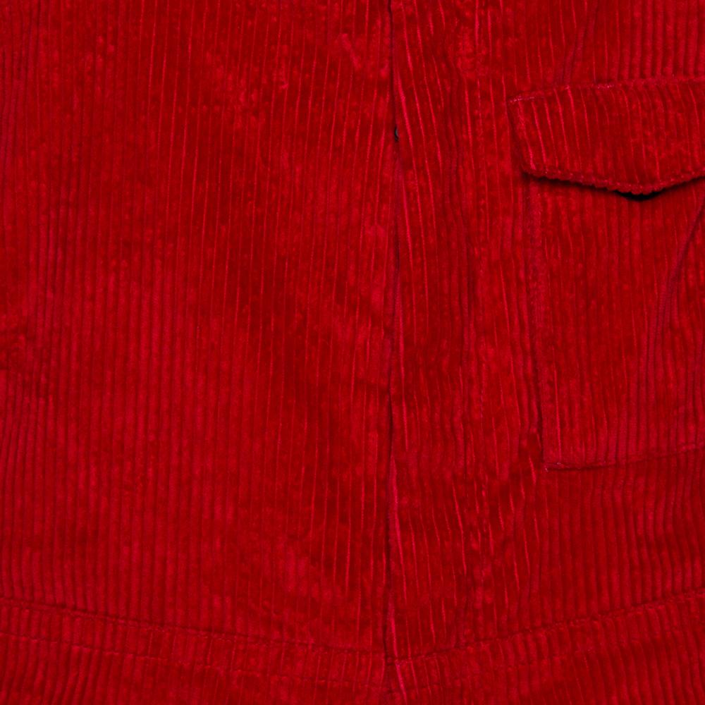 Men's Moncler Grenoble Red Corduroy Straight Fit Overalls S