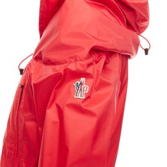 MONCLER Grenoble red oversized hood nylon windbreaker coat Sz0